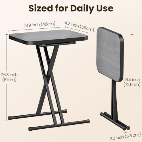 Kitstorack Folding TV Tray Tables Set of 2, No Assembly, Rounded Metal Rims