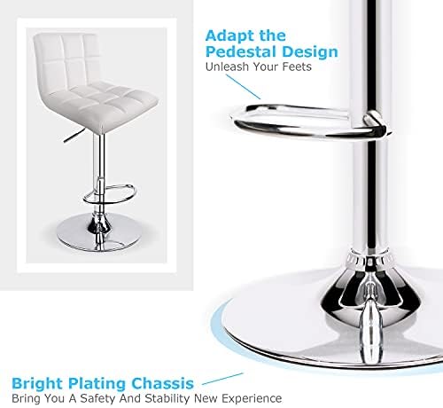 Leopard Bar Stools, Modern PU Leather Bar Stool with Back, Set of 2, White