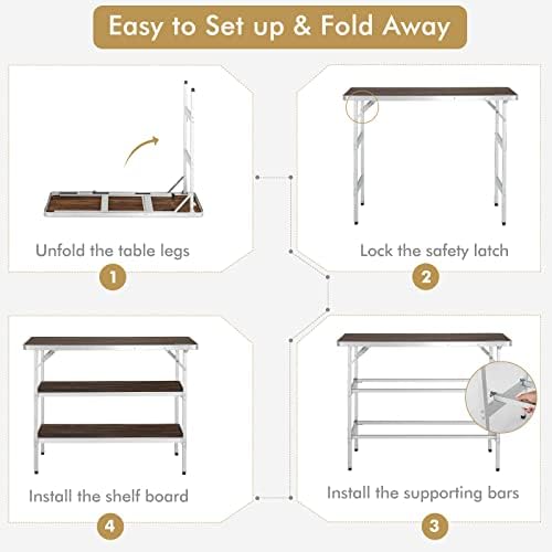 COSTWAY Folding Picnic Table, Portable Camping Table with Carry Bag