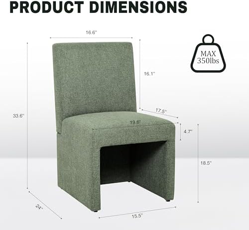 RNKSFX Modern Green Upholstered Dining Chairs Set of 6, Kitchen & Dining Room Chairs, Linen Dining Chairs with Wooden Frame, Fabric