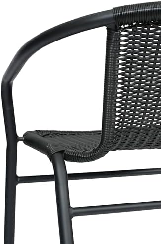 Flash Furniture PE Rattan Indoor/Outdoor Restaurant Barstool, Black, 2-Pack