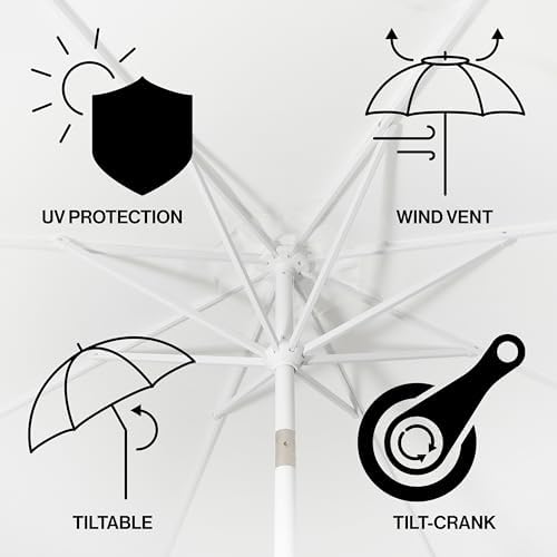 JONATHAN Y Baiona 9 ft. Outdoor Market Patio Umbrella, White/Green