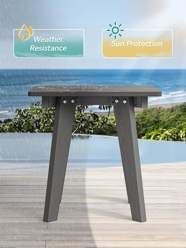 Homejoy HDPE Outdoor Side Table,Small Outdoor Table for Patio, Dark Gray