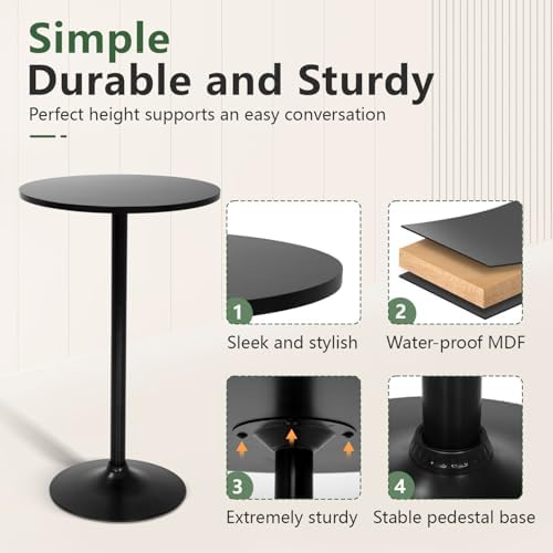 FDW | Bar Table | 40 Inch | Black | Fixed Height Round Table