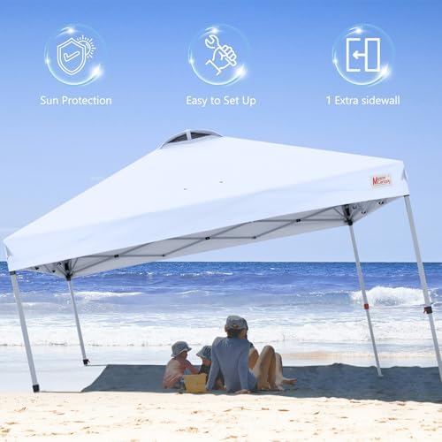 MASTERCANOPY 10x10 Durable Pop Up Canopy Tent with 1 Sidewall, White
