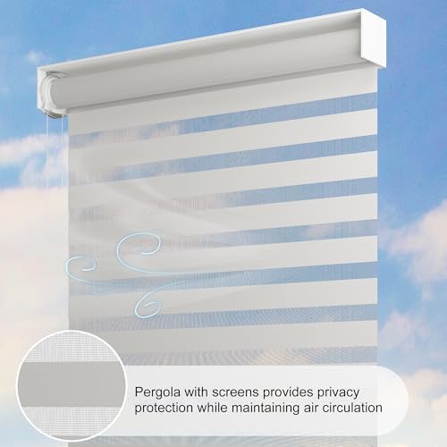 PURPLE LEAF Louvered Pergola 14' x 20' White, 1 Long Side, 2 Short Sides