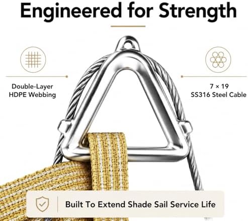 ShadeMart Heavy Duty 38' x 40' Beige Sun Shade Rectangle Pro Ring Customized Size Shade Sail, 260 GSM Commercial Grade UPF50 Sunshade, Reinforced Corners & Edges - 5 Years Warranty