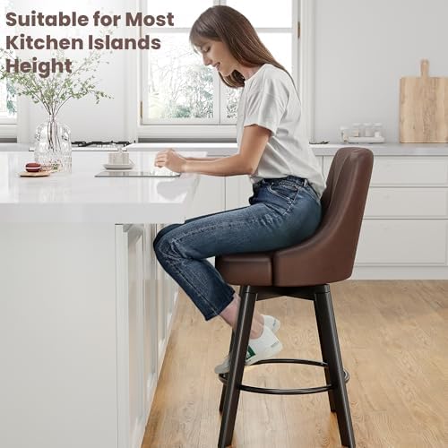 YaFiti Swivel Bar Stools with Backs, 24" Counter Height Bar Stools Set of 2