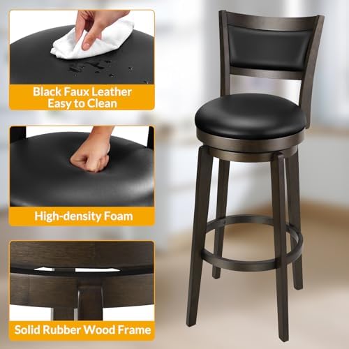 PrimeZone Swivel Bar Stools Set of 2, 34 Inch Extra Tall Bar Height