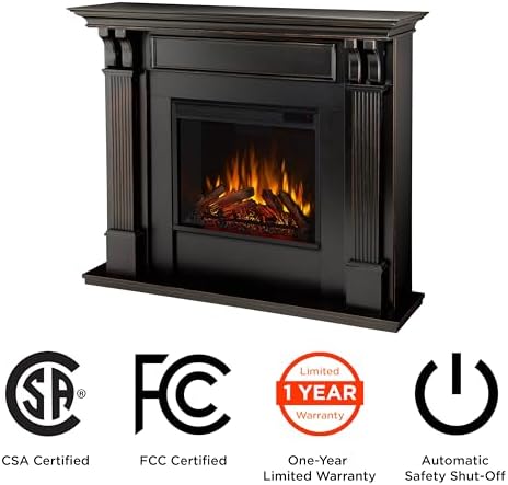 Real Flame Ashley 48" Electric Fireplace with Mantel for Living Room or Bedroom, Replaceable Fireplace Insert Heater, Realistic Log and Flame Effect, Remote Control, Timer