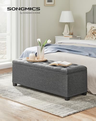 SONGMICS Storage Ottoman Bench, Foot Rest with Legs, Load up to 661.4 lb