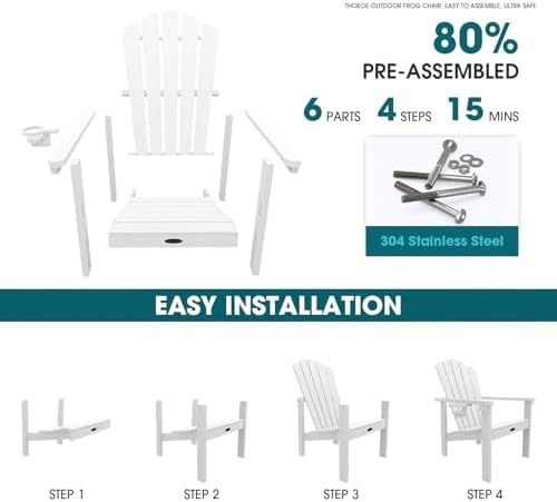 THOEOE Stackable Adirondack Chair Set of 2, HDPE All-Weather Fire Pit Chair