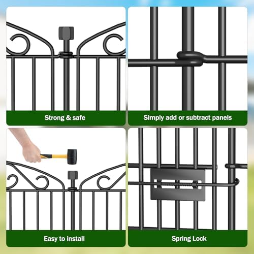 12 Panel No Dig Decorative Garden Fence with Gate 36" H x 24.1'L for Dogs