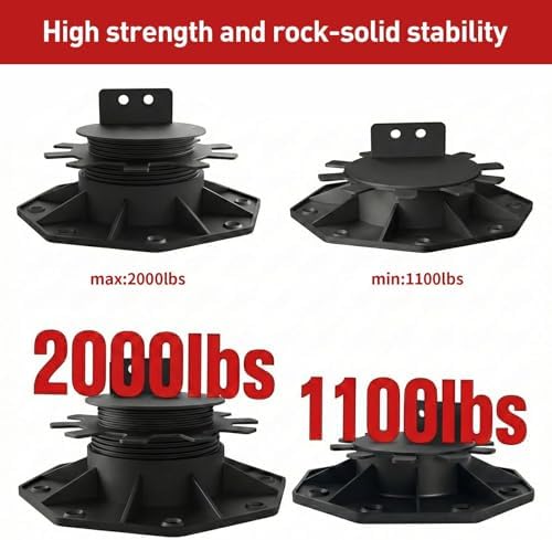50-Pack Adjustable Deck Support Pedestals, 1-3/16"-2-3/8" H, Black
