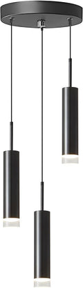 KCO Modern 3-Light Cluster Chandelier Matte Black Cylinder Pendant Lighting