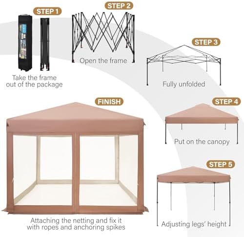 Sophia & William Canopy Tent 10x10 Pop Up with Netting, Portable Shade
