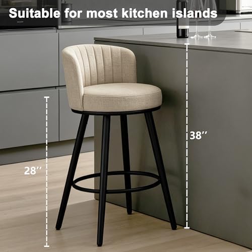 Swivel Bar Stools Set of 2, 28" Seat Height, Modern Design