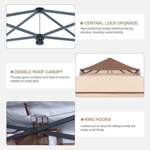 ABCCANOPY Pop Up Gazebo 11x11 with Mosquito Netting, Beige