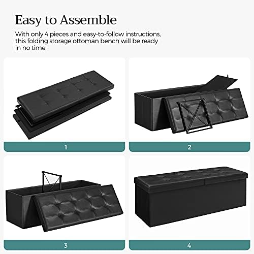 SONGMICS 43.3 Inches Folding Storage Ottoman Bench with Flipping Lid