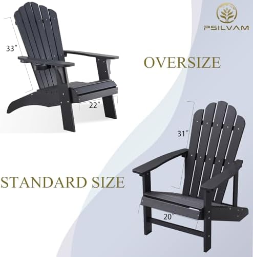 Psilvam Adirondack Chair,Poly Lumber Fire Pit Chair,Black