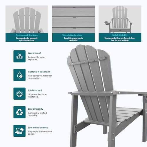 THOEOE Stackable Adirondack Chair Set of 4, Fire Pit Chairs Set of 4