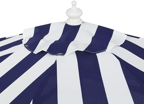 JONATHAN Y Beverly 9 ft. Striped Half Umbrella, Navy/White