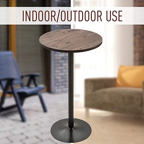 HOMCOM 42" H Round Bar Table, Solid Wood High Top Pub Table, Black