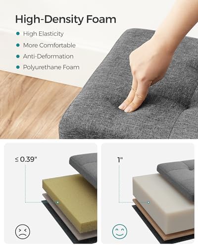 SONGMICS Storage Ottoman Bench, Foldable Foot Rest with Legs