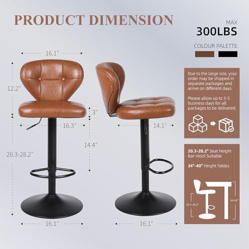 Bar Stools Set of 3 - Swivel Counter Height Barstools (Height Adjustable)
