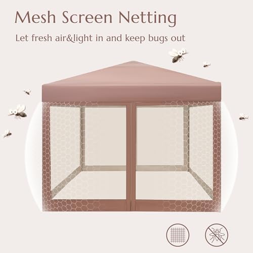 PHI VILLA 10x10 Pop Up Canopy Tent with Netting, Easy Tents Instant Shade