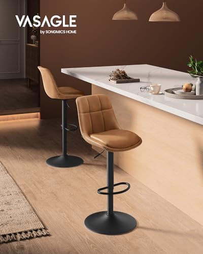 VASAGLE Bar Stools Set of 2, Swivel, Adjustable Height, Quilt