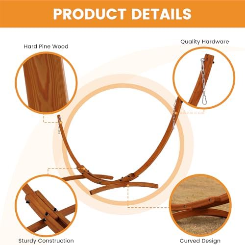 Lazy Daze 10.5 FT Hammocks Stand, Outdoor Arc Wood Hammock Stand
