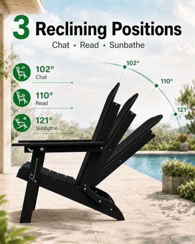YEFU Adirondack Chairs Set of 4 for Patio: Folding Plastic Fire Pit Chair