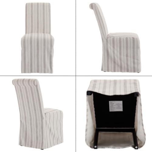 chairus Slipcovered Upholstered Parsons Dining Chairs Set of 2, Stripe