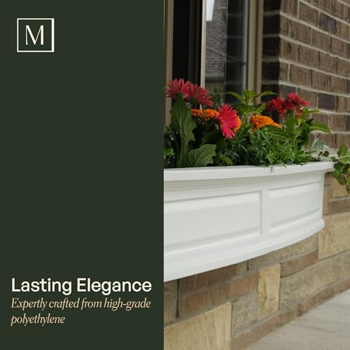 Mayne Nantucket 36in Self-Watering Rectangular Window Box Planter, White