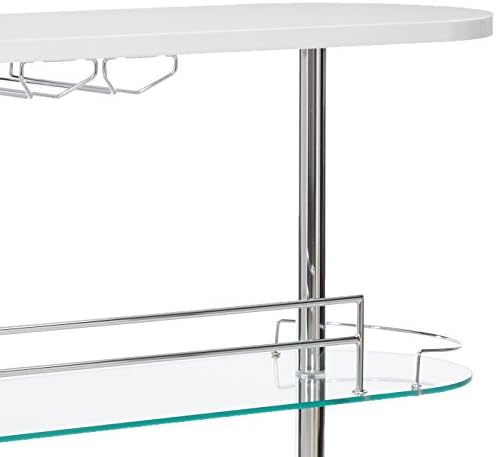 COASTER 2-holder Bar Table, Glossy White/Clear
