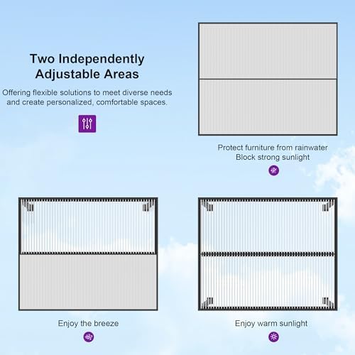 PURPLE LEAF Louvered Pergola 12' x 12' Outdoor Pergola, White Aluminum Roof