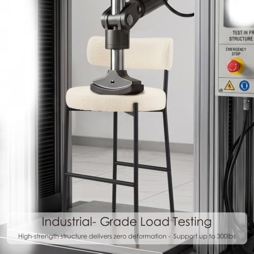 Furniliving 28'' Bar Stools Set of 2, Modern Boucle Counter Height Bar Stools with Ergonomic Curved Back, Upholstered Kitchen Stools, Barstools for Kitchen Island, Bar, Cafe, White