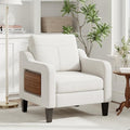 Upholstered Accent Chair with Foldable Side Table for Living Room