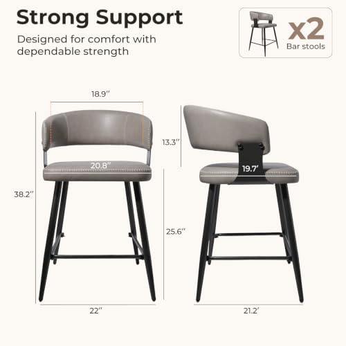Bar Stools Set of 2, 26" Modern Counter Height Island Stools