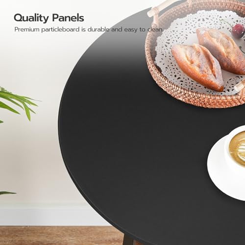 HOOBRO Bar Table, Round Pub Table, 2-Tier Bistro Table with Storage, 37.4" High for Small Spaces, with Top Particleboard for Kitchen, Easy to Assemble, Black BB55BT01