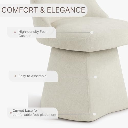 KISLOT Swivel Dining Chairs Set of 4, Upholstered Mid Century Modern Deskchair with High Back, Linen Fabric Kitchen Chairs for Dining Room, Bedroom, Dressing Room, Linen