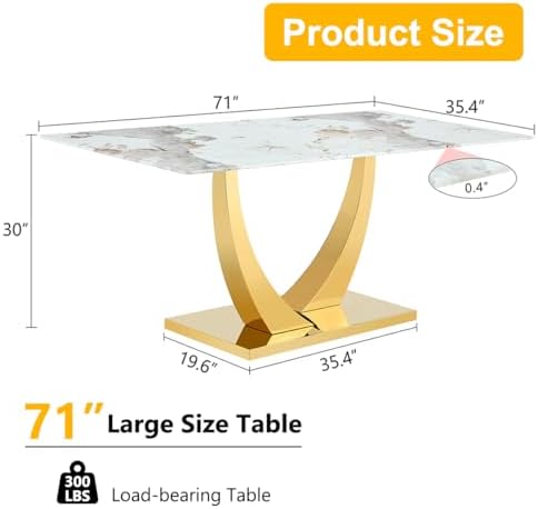 63” Glass Dining Table, Dining Table for 6, Modern Kitchen Table