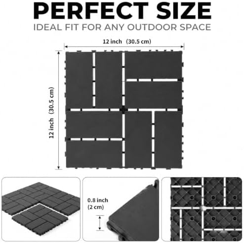 plastic interlocking deck tiles, 44 pack, 12" x, close-up detail