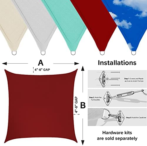 Waterproof 8' x 12' Sun Shade Sail Rectangle Canopy Shade Cover Sunshade for Patio Garden Deck Outdoor (Red)