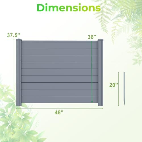 GIANTEX 36''H x 48''W Air Conditioner Fence Privacy Screen 3 Panels, Gray
