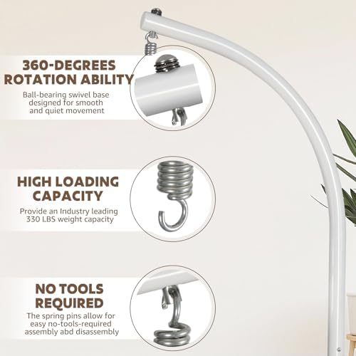 Chihee Hanging Egg Chair Stand,Strong Iron Hammock Chairs Frame with Spring Hook Stable Base,Heavy Duty Swing Chair Stands 330 lbs,C Stand for Hanging Seat Indoor Outdoor Bedroom Patio Garden Balcony