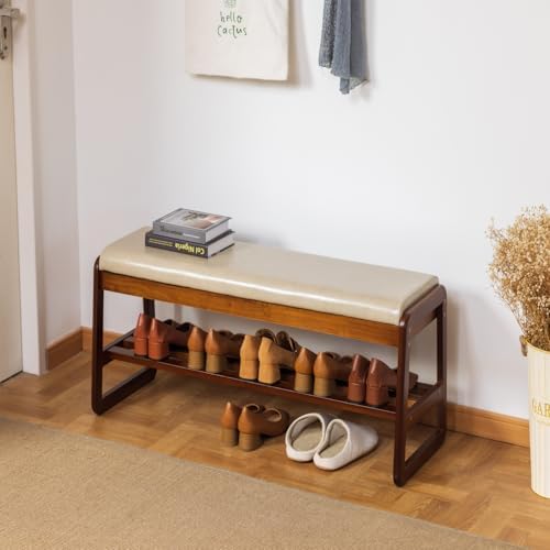 latifolia 2 Tier Shoe Rack Bench with Flip-Top Storage, Grey