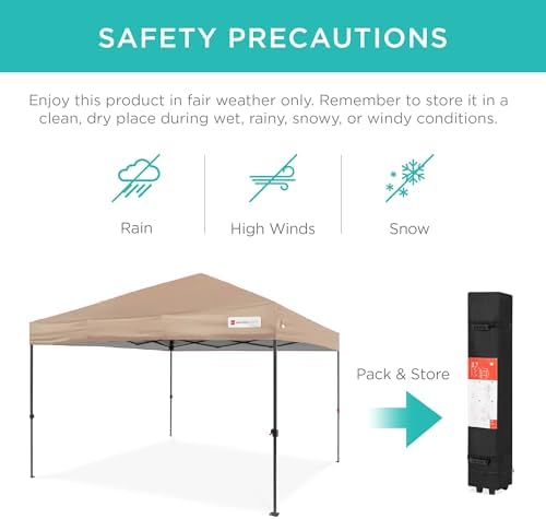 Best Choice Products 10x10 Pop Up Canopy Tent, EZ Setup, Tan