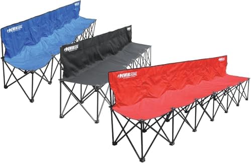 Kwik Goal 6-Seat Kwik Bench, Black, Steel Frame with Woven Fabric Seats, 16" H x 108" W